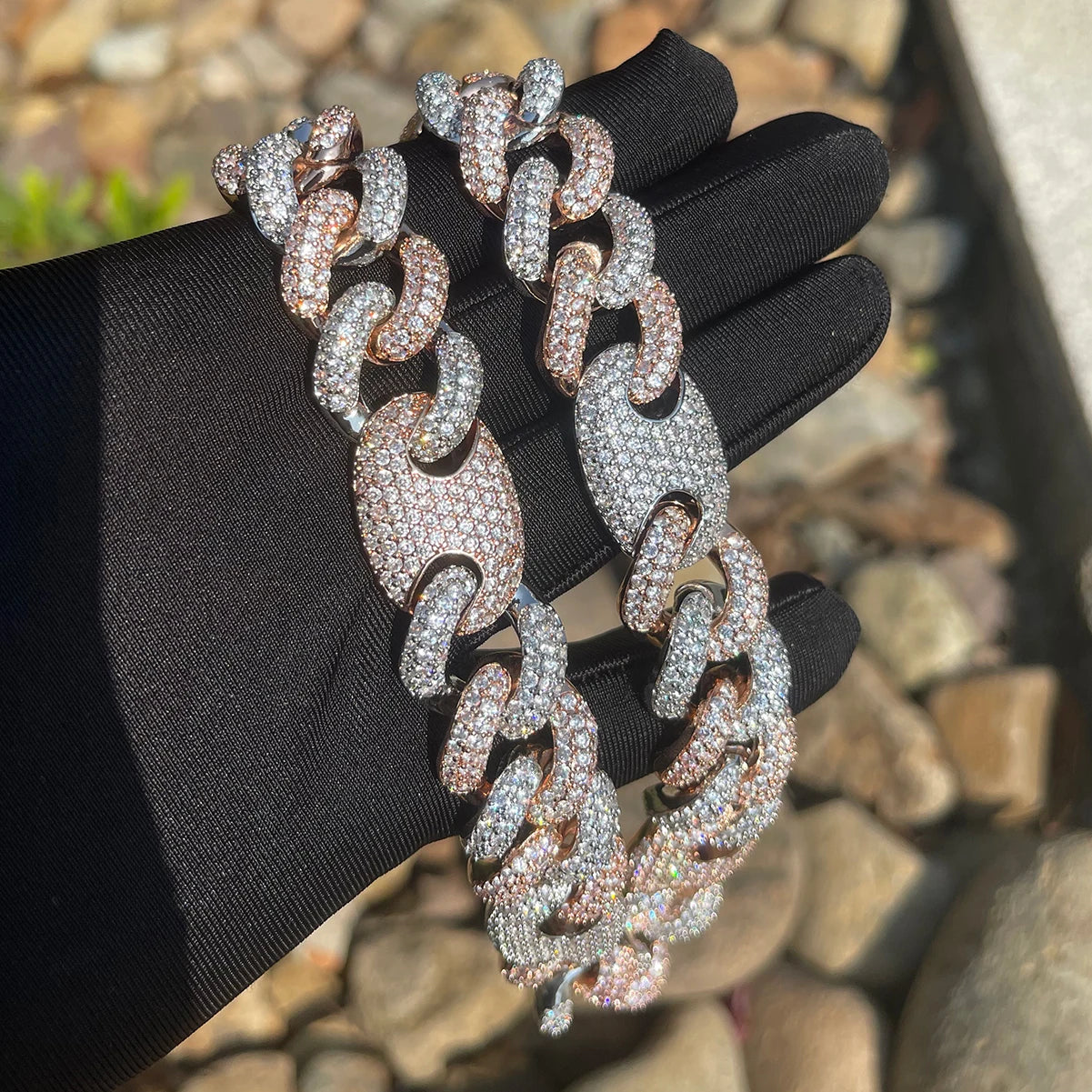 Bling "Figaro" Two Tone Chain