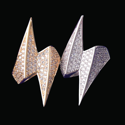 Bling "Lightning" Half Paved Ring