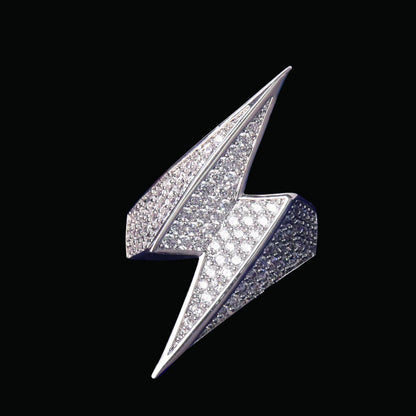 Bling "Lightning" Half Paved Ring
