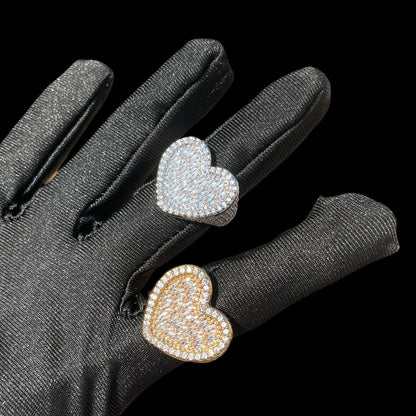 Bling "Heart" w/ Baguette Center & Tennis Sides Ring