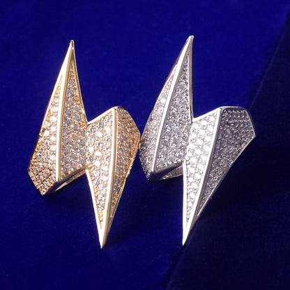 Bling "Lightning" Half Paved Ring