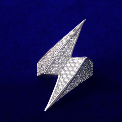 Bling "Lightning" Half Paved Ring